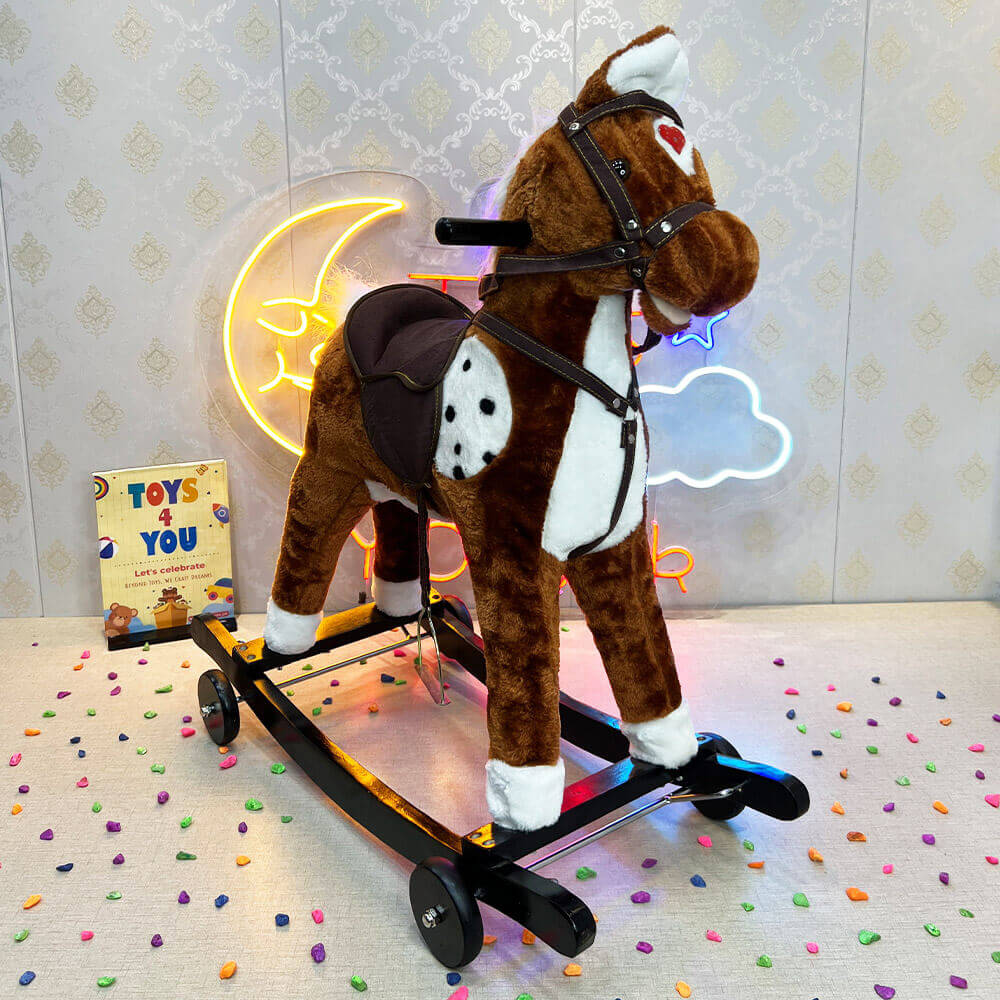 KIDS MEDIUM ROCKING HORSE WITH WHEEL LIGHTS & MUSIC