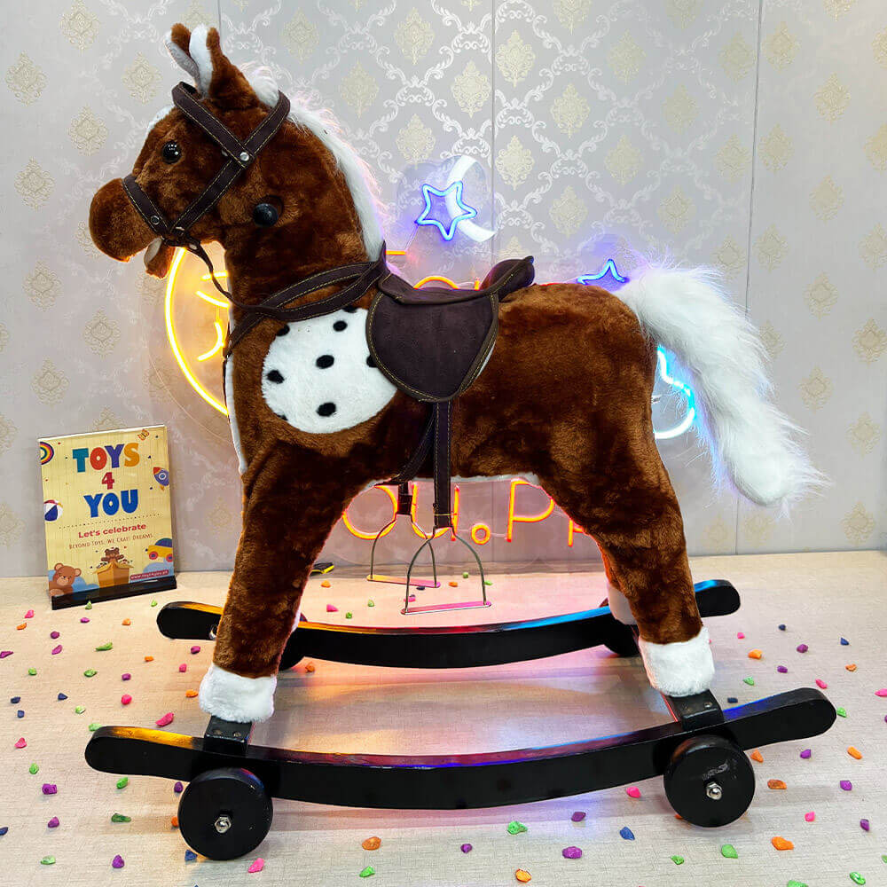 KIDS MEDIUM ROCKING HORSE WITH WHEEL LIGHTS & MUSIC