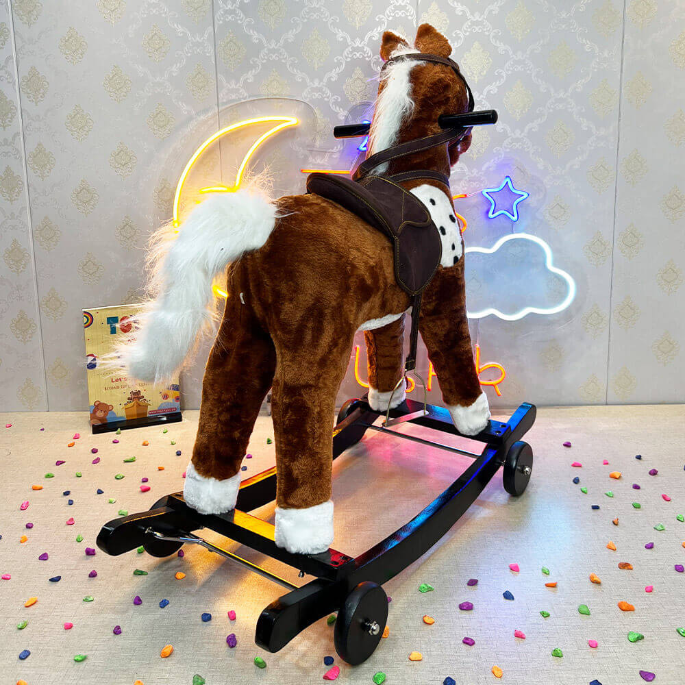 KIDS MEDIUM ROCKING HORSE WITH WHEEL LIGHTS & MUSIC