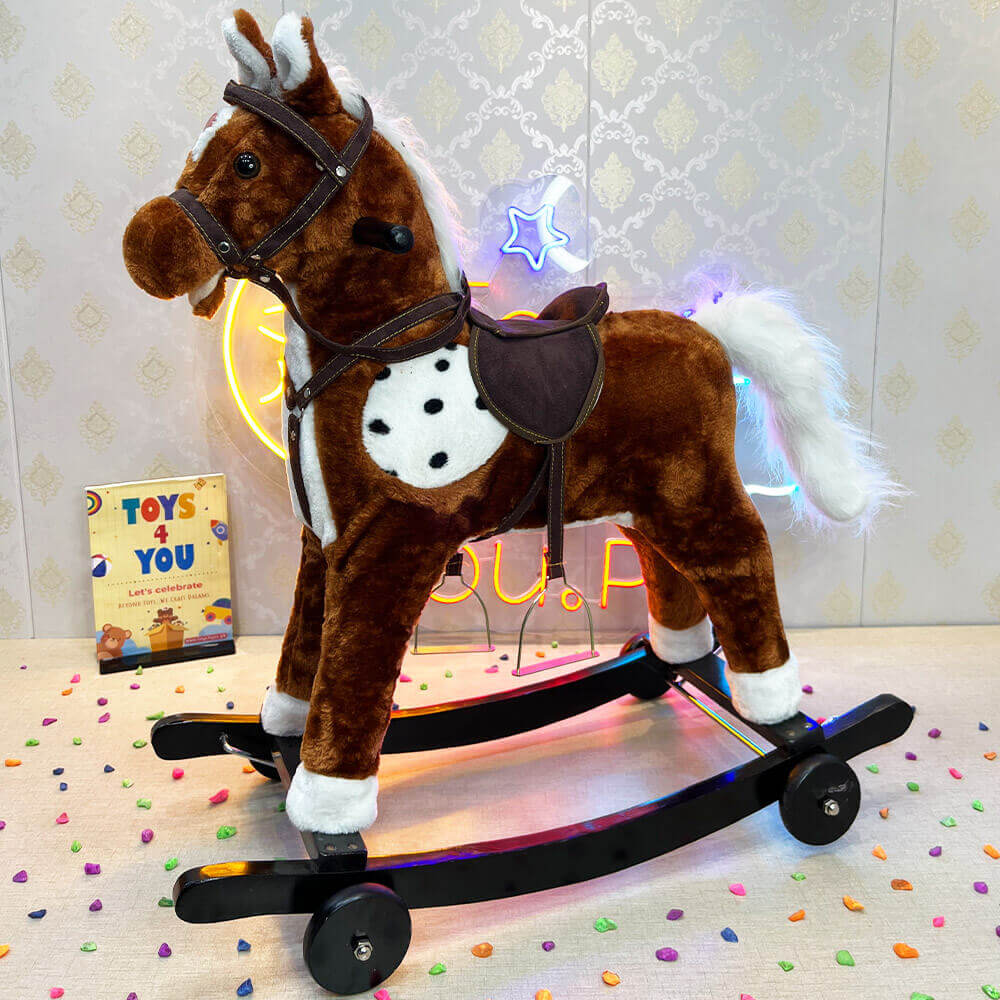 KIDS MEDIUM ROCKING HORSE WITH WHEEL LIGHTS & MUSIC