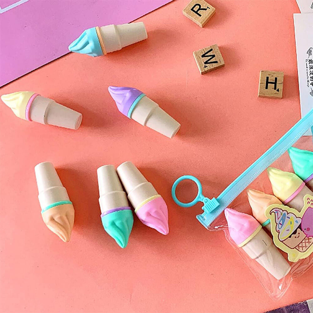 ICE-CREAM CONE HIGHLIGHTER PEN - 6 PCS