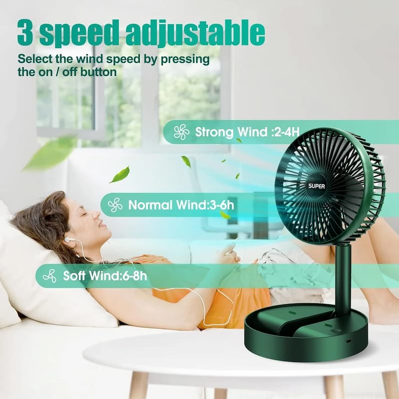 PORTABLE RECHARGEABLE TELESCOPIC FOLDING FAN