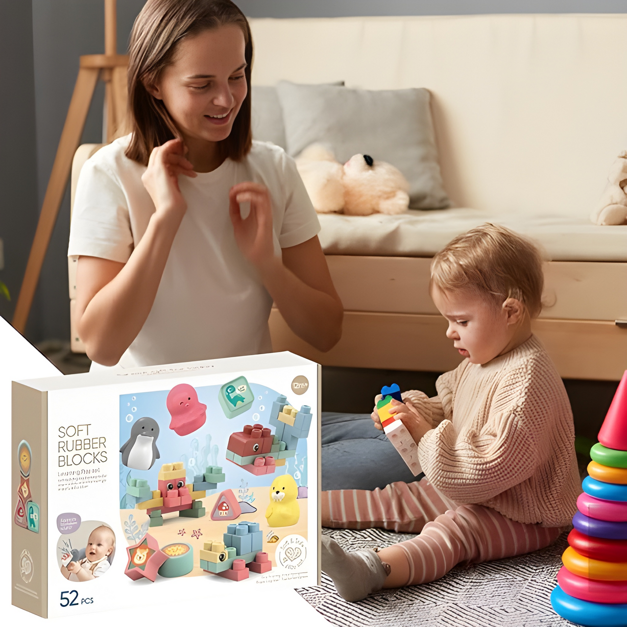 32 PCS ANIMAL SOFT RUBBER BLOCKS