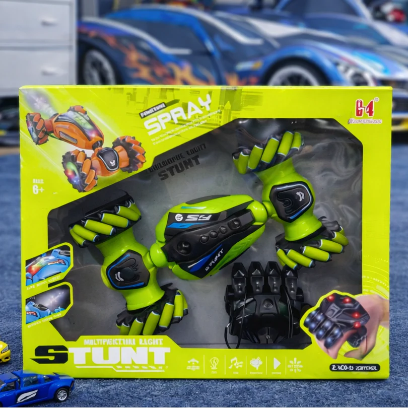 R/C HAND CONTROL STUNT CAR WITH SMOKE LIGHTS & 2.4GHZ CONTROL