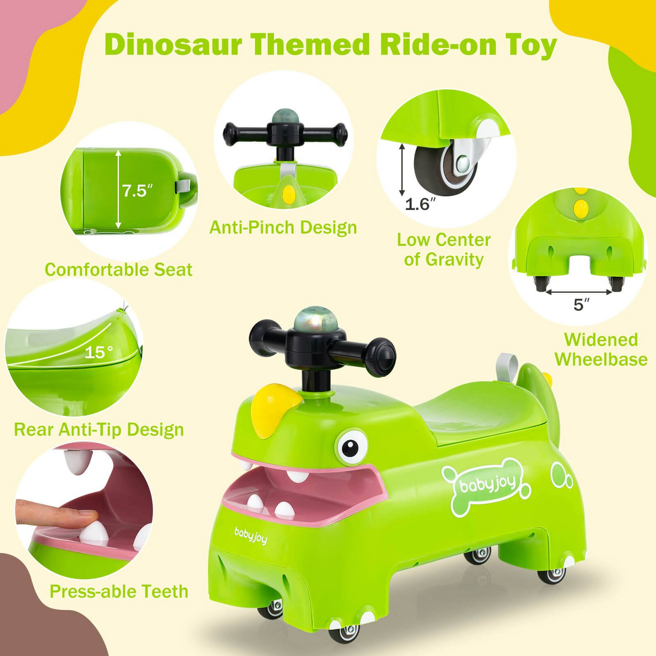 DINOSAUR KIDS TOLO & PUSH CAR WITH STORAGE BOX
