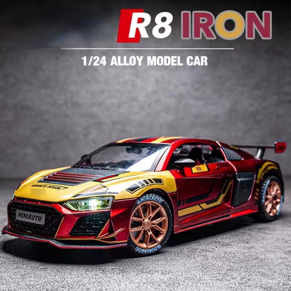 1:24 AUDI R8 IRON GTR SPORT CAR ALLOY DIECAST MODEL