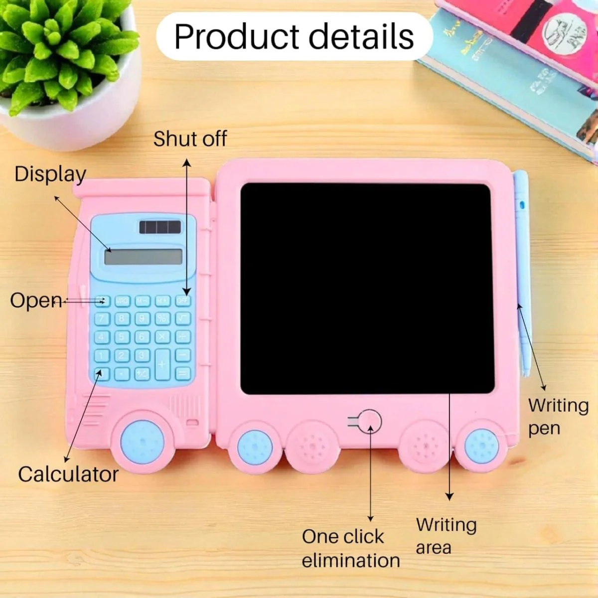 KIDS CALCULATOR & WRITING TABLET COMBO – 2-IN-1 LEARNING DRAWING PAD WITH STYLUS