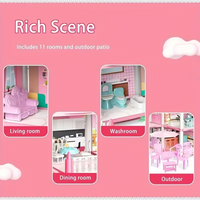Thumbnail for GRAND PRINCESS DOLL HOUSE MANSION – 3-STOREY PLAY HOUSE WITH FURNITURE