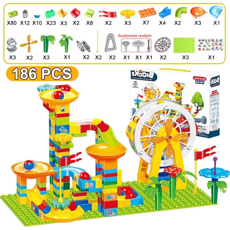 DIY ASSEMBLY SLIDE BALL BUILDING BLOCKS - 186PCS
