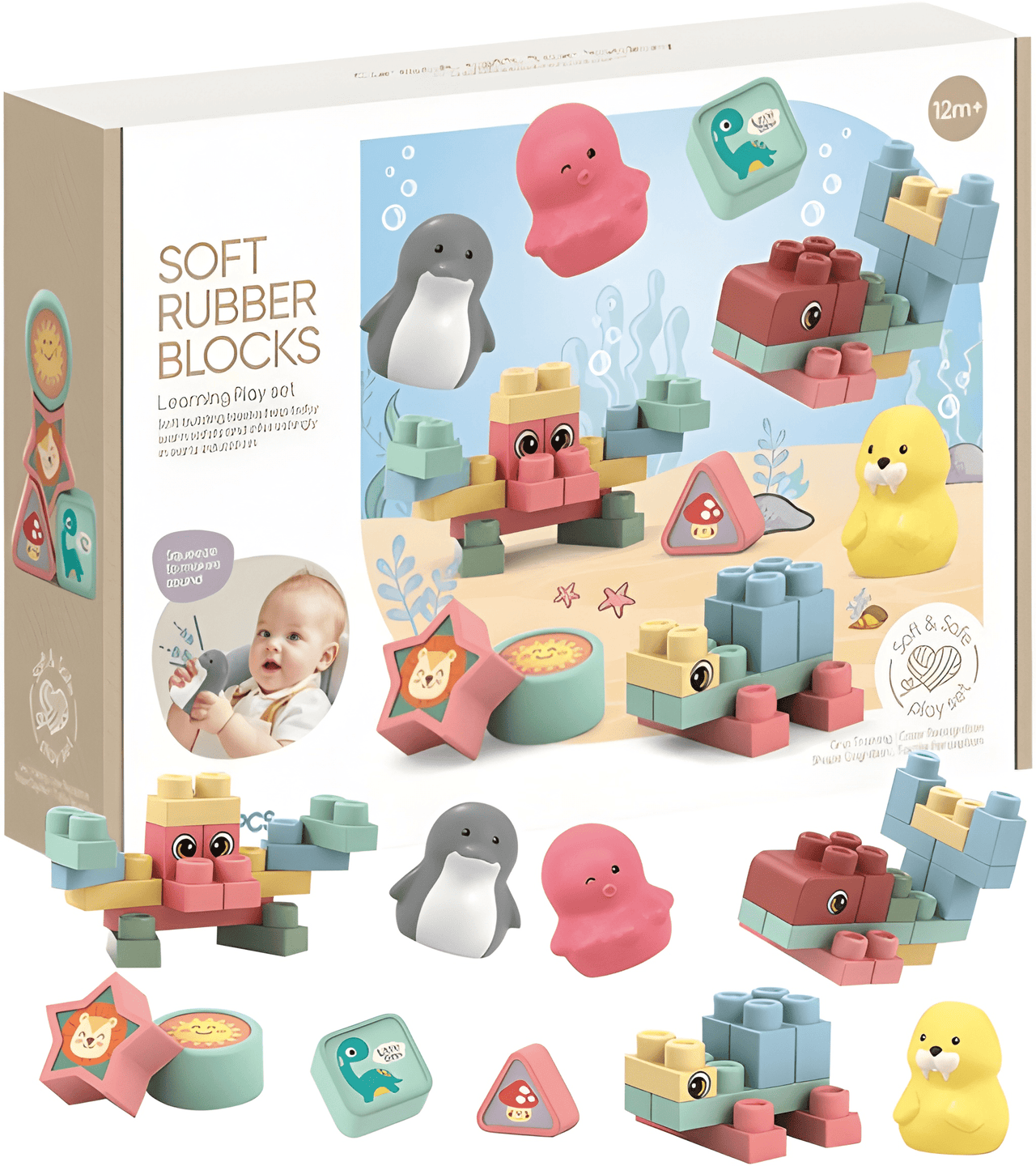 32 PCS ANIMAL SOFT RUBBER BLOCKS