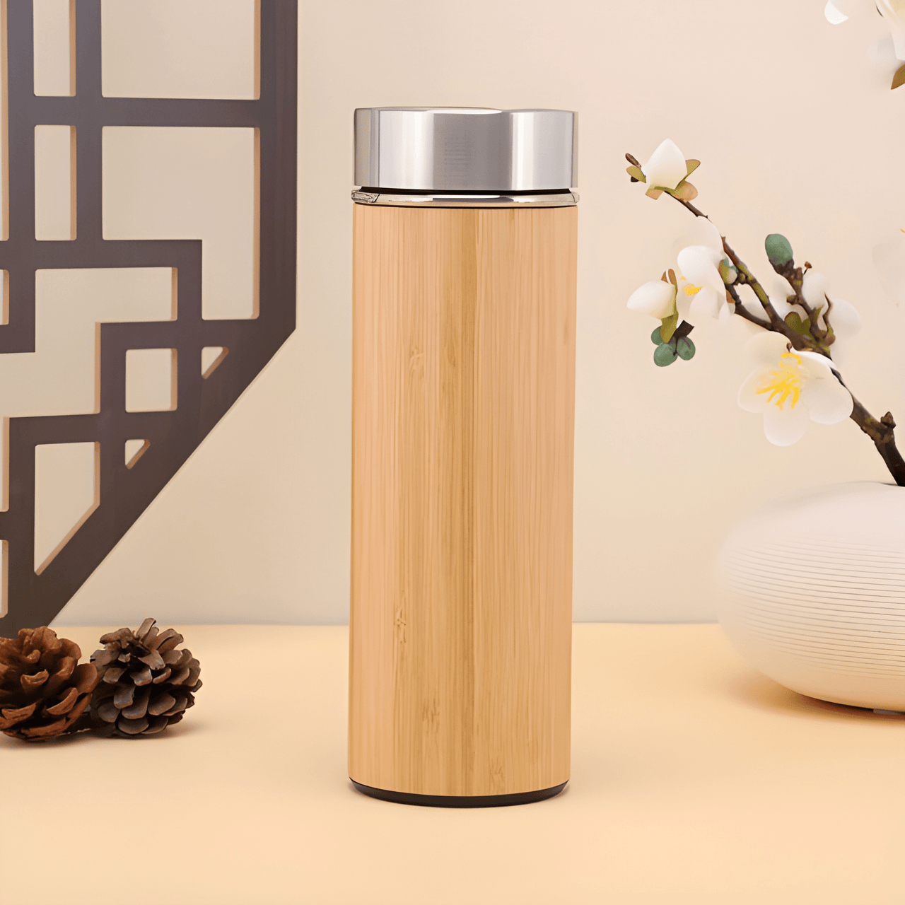 ECO BAMBOO STYLE STAINLESS STEEL WATER BOTTLE