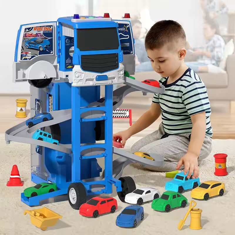 2 IN 1 TRACK PARKING BUILDING CAR TOY