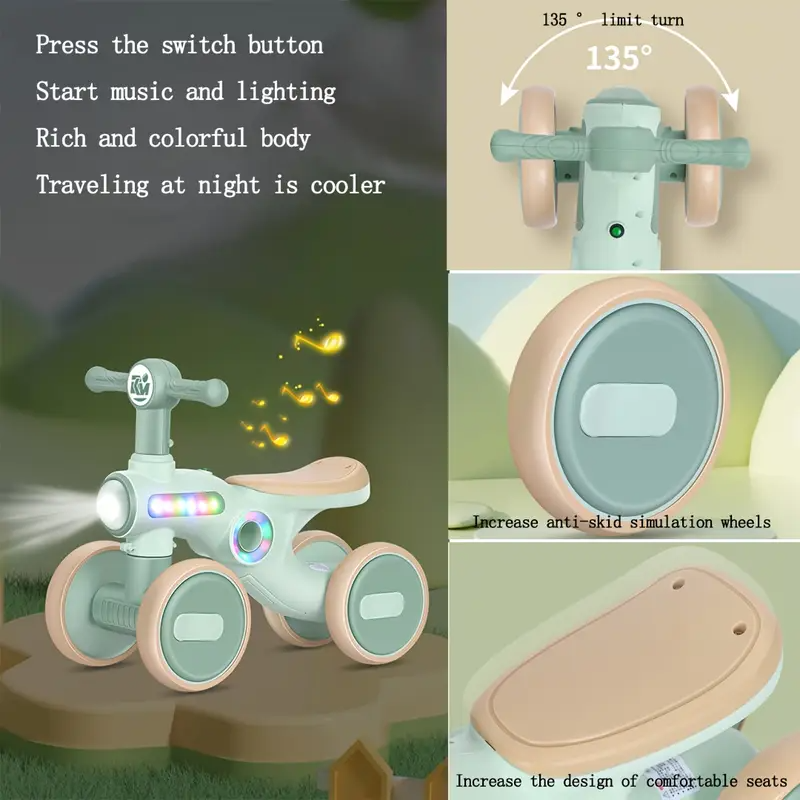 4 WHEEL FIBER TOLO & PUSH CAR WITH LED LIGHTS AND MUSIC