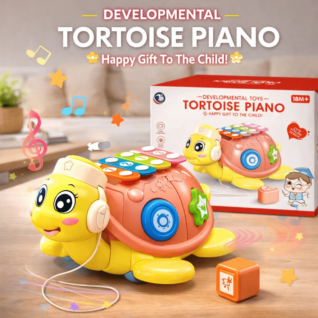 MUSICAL TORTOISE PIANO LEARNING & FOR BABIES – LIGHT, SOUND & SHAPE ACTIVITY PLAYSET