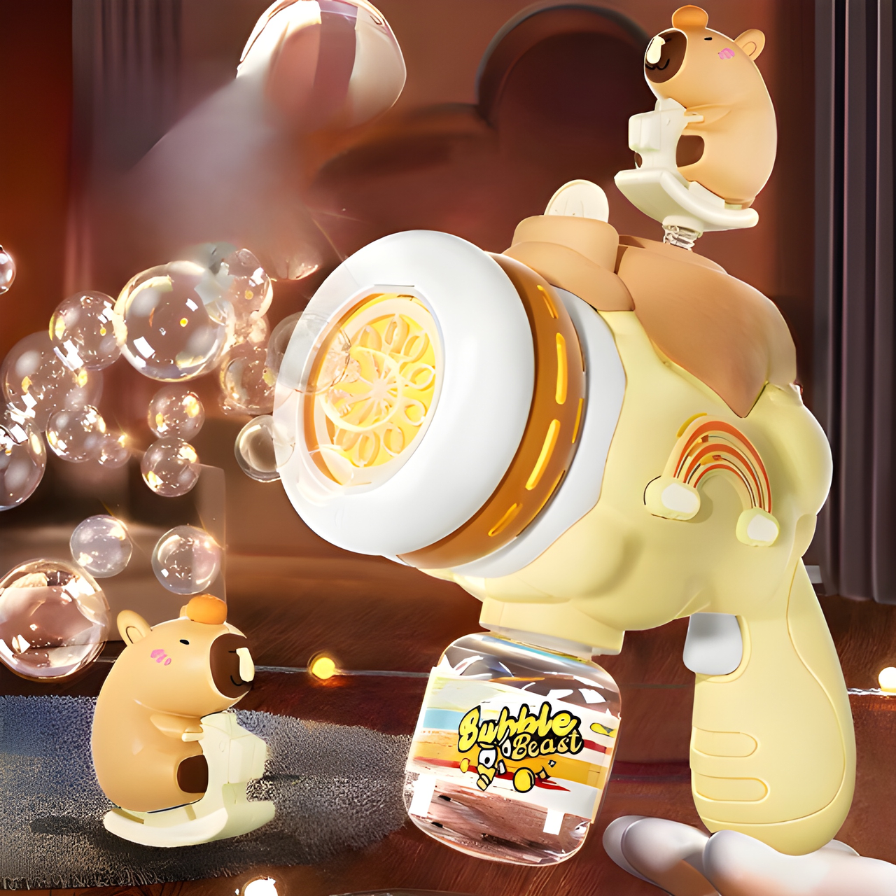 ELECTRIC BEAR BUBBLE GUN WITH LED ATMOSPHERE LIGHT