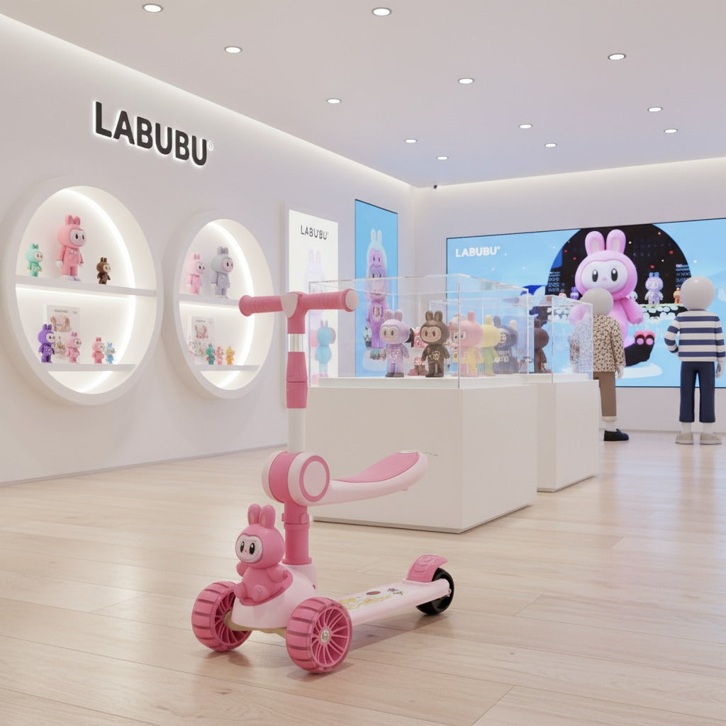 LABUBU THEME 3 IN 1 FOLDABLE SCOOTY WITH MUSIC AND LIGHTS