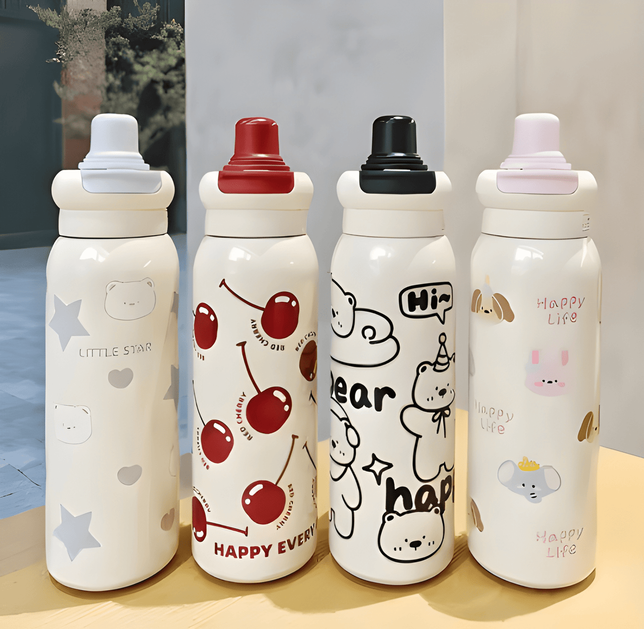 CUTE CARTOON INSULATED WATER BOTTLE FOR KIDS AND ADULTS ( PACK OF 1 )