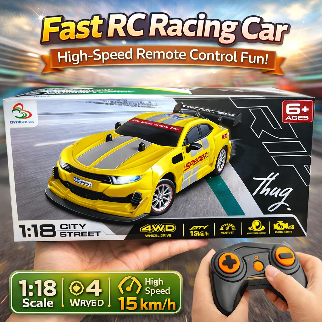 1:18 REMOTE CONTROL DRIFT RACING CAR – 4WD HIGH-SPEED STREET RACER