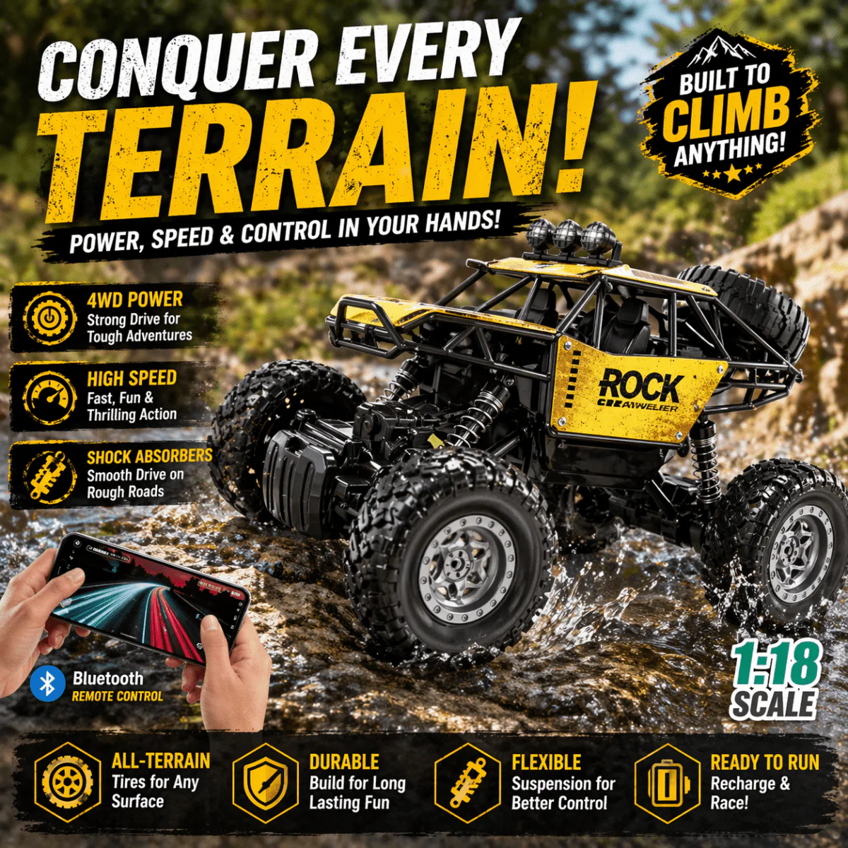 2.4GHZ RC SPRAY CRAWLER JEEP – OFF-ROAD ROCK CRAWLER WITH MIST EFFECT