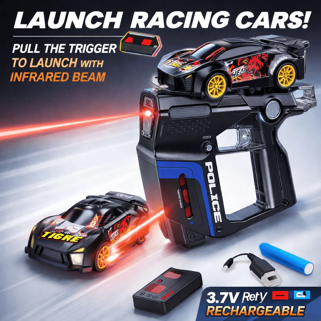 3 IN 1 POLICE SPORT RACING CAR WITH GUN-STYLE REMOTE