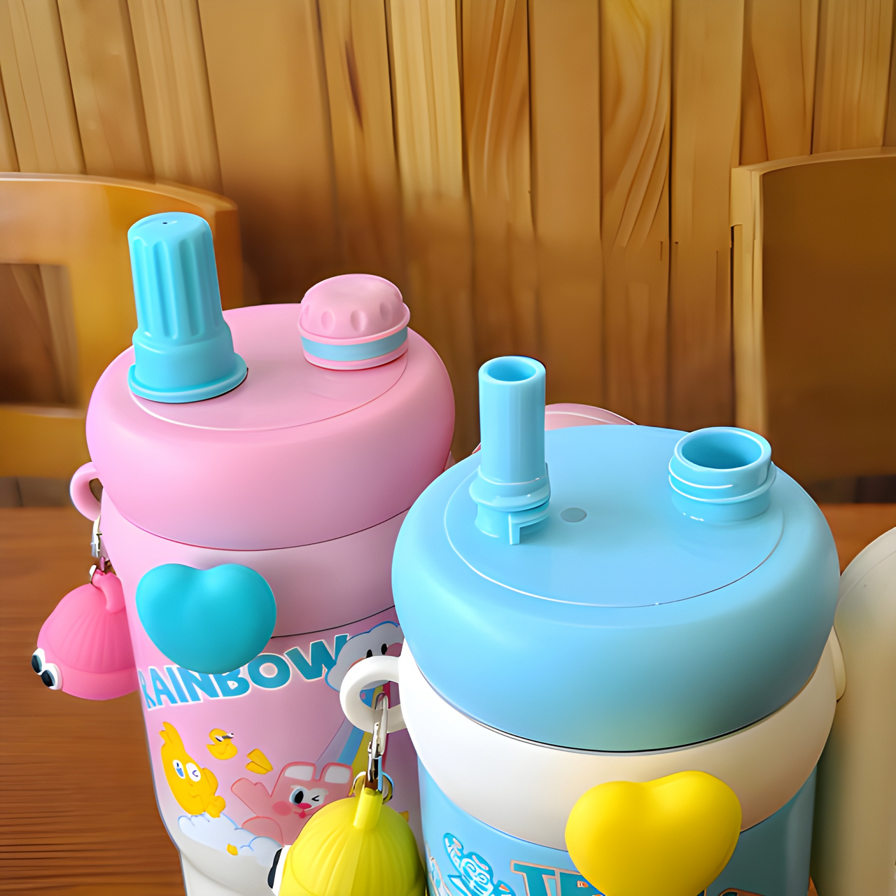 RAINBOW KIDS SIPPER BOTTLE WITH HANDLE & STRAW