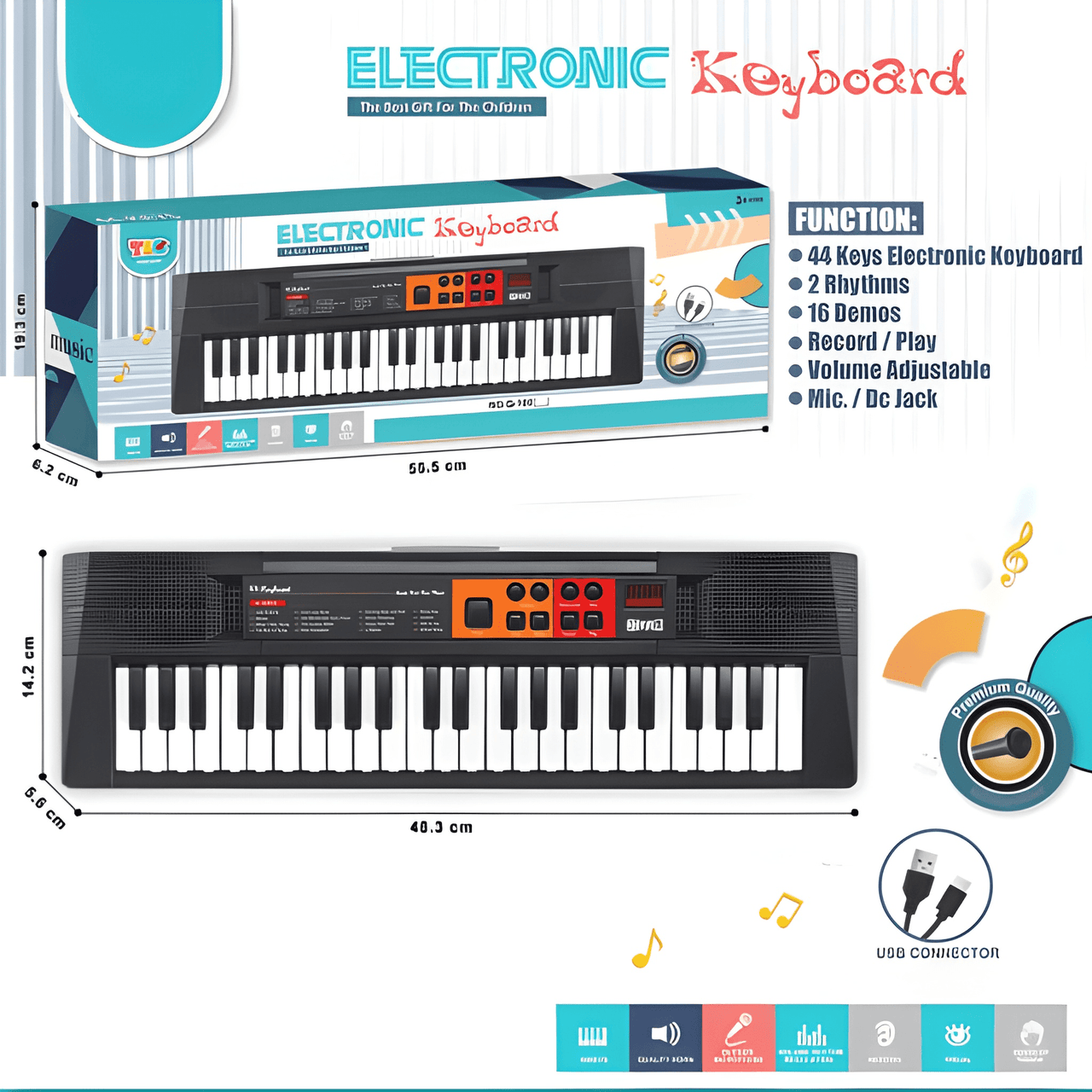 44-KEY PORTABLE ELECTRONIC MUSICAL KEYBOARD FOR KIDS