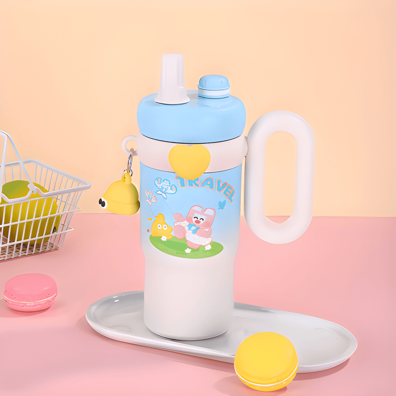 RAINBOW KIDS SIPPER BOTTLE WITH HANDLE & STRAW