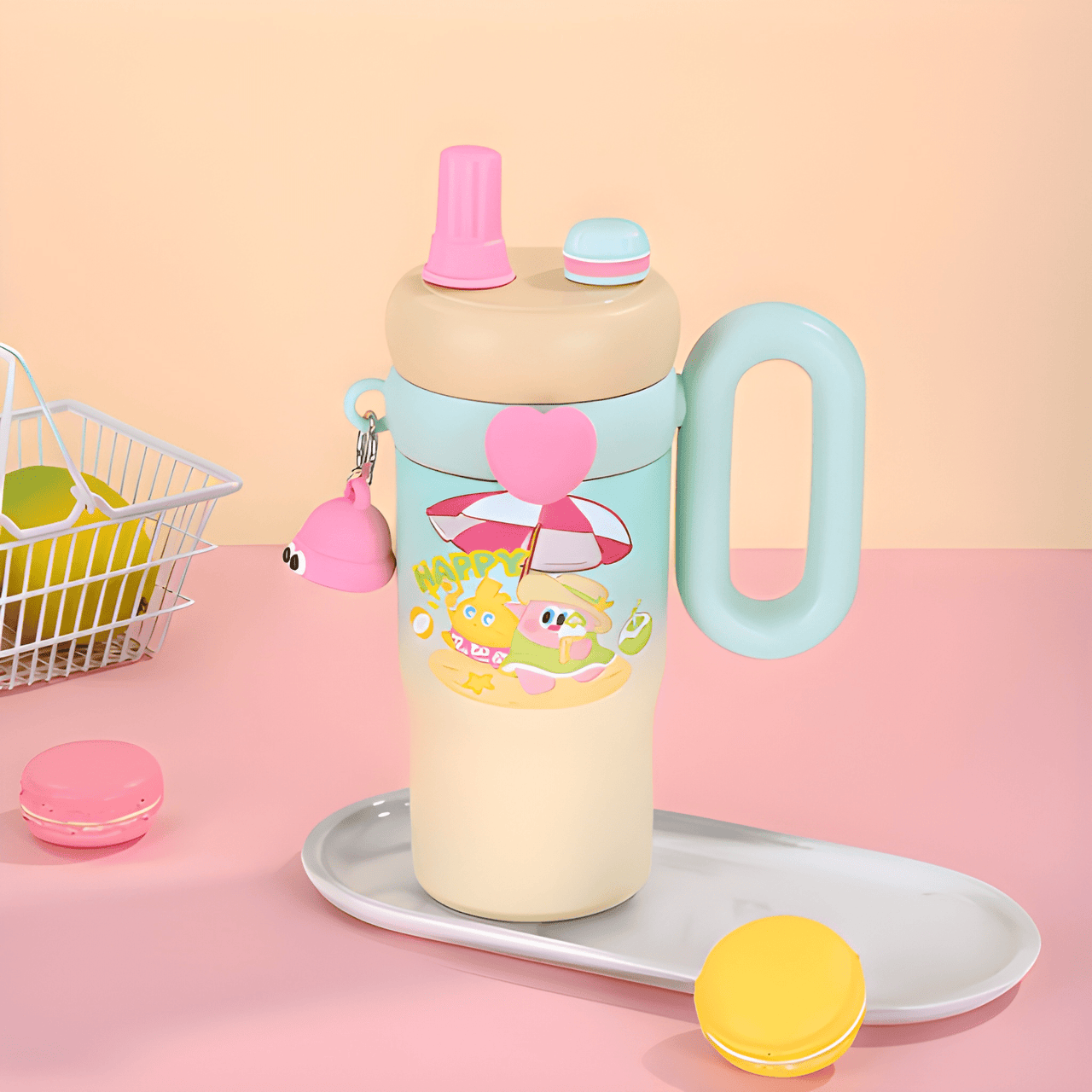 RAINBOW KIDS SIPPER BOTTLE WITH HANDLE & STRAW