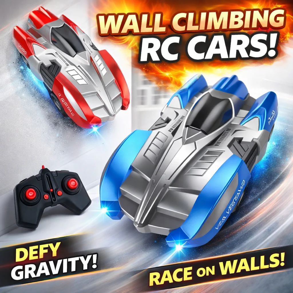 REMOTE CONTROL WALL CLIMBING CAR WITH 360° SPINS WITH LED LIGHTS