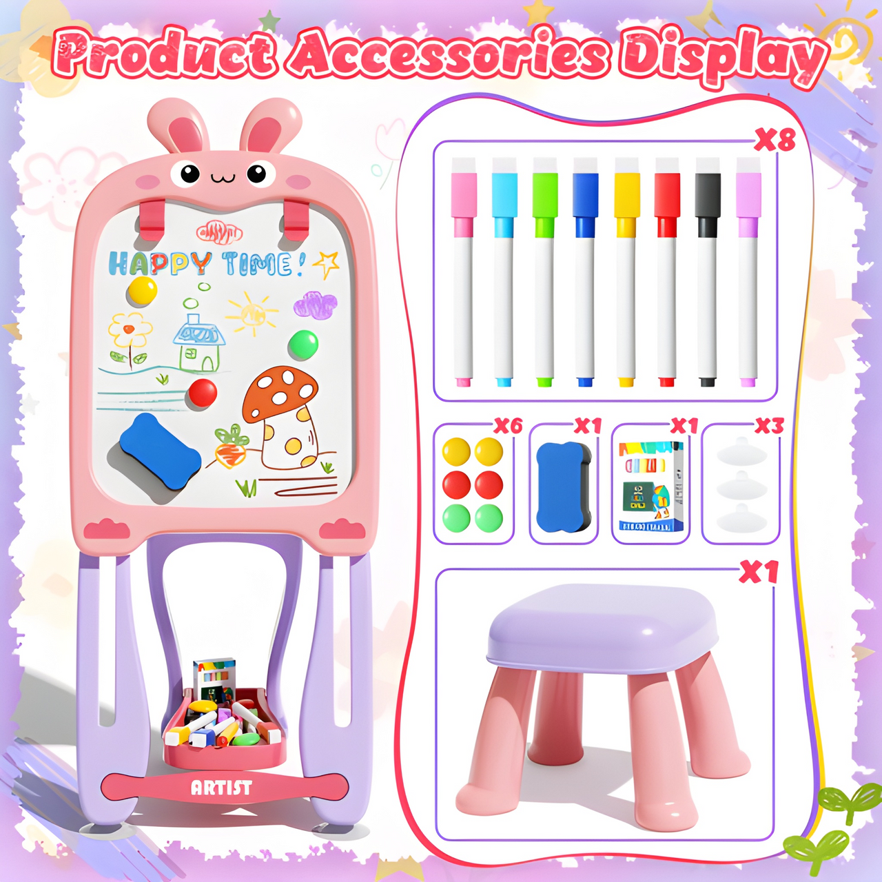 BUNNY MAGNECTIC DRAWING  BOARD WITH CHAIR