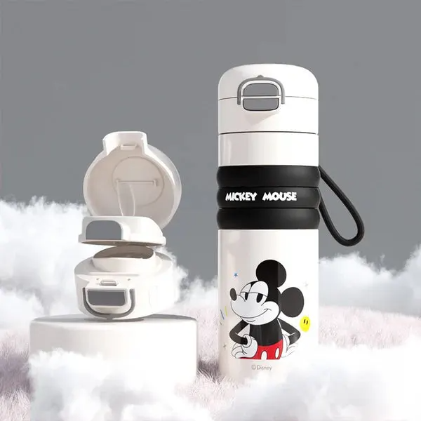 CARTOON CHARACTER KIDS WATER BOTTLE WITH STRAW STRAP
