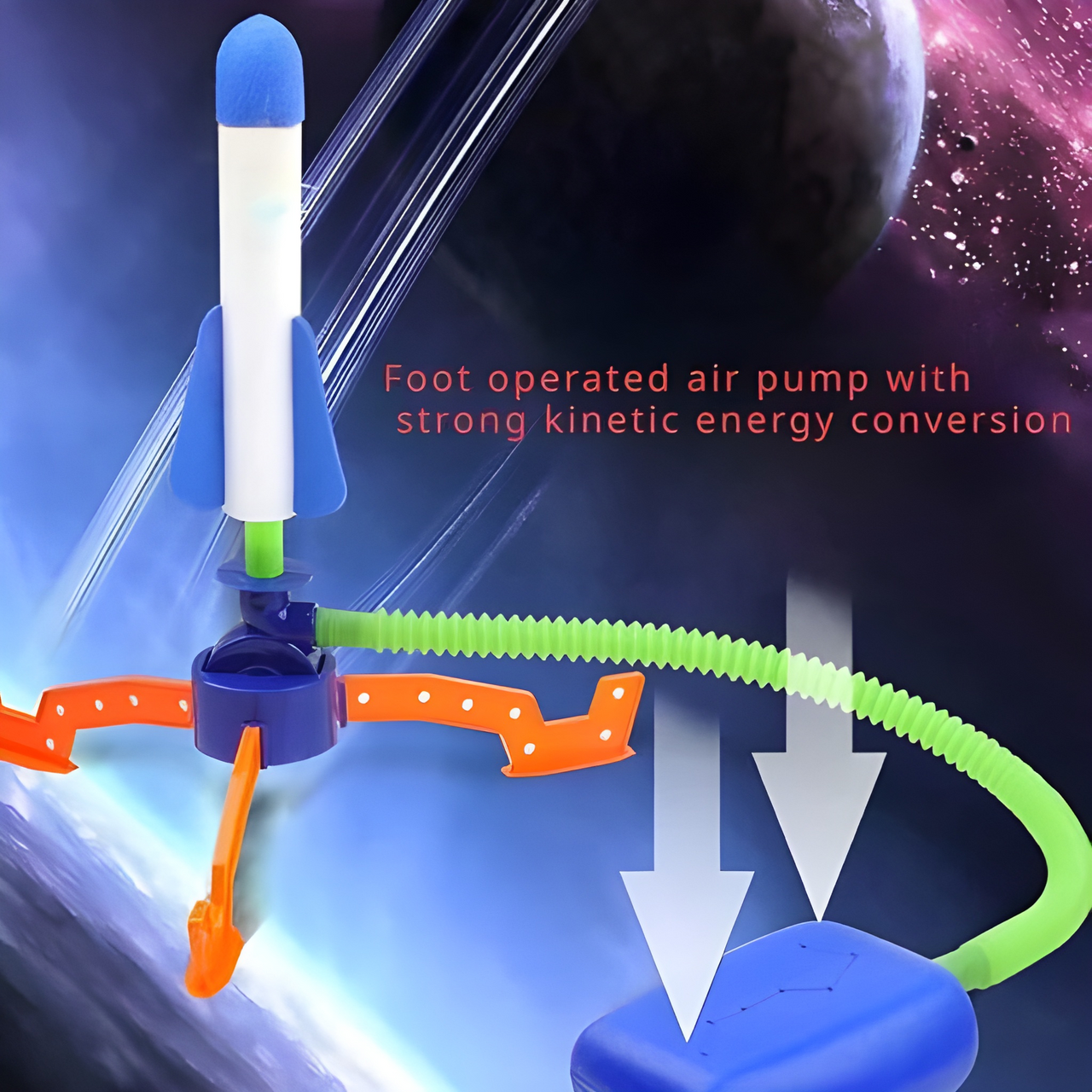 KIDS AIR-POWERED ROCKET LAUNCHER SET – STOMP & LAUNCH SPACE ADVENTURE KIT