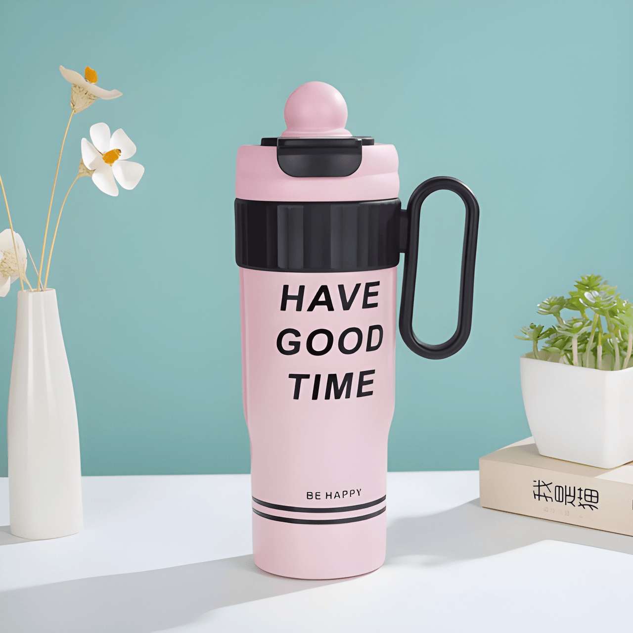 VACUUM INSULATED STAINLESS STEEL TUMBLER BOTTEL WITH HANDLE ( PACK OF 1 )