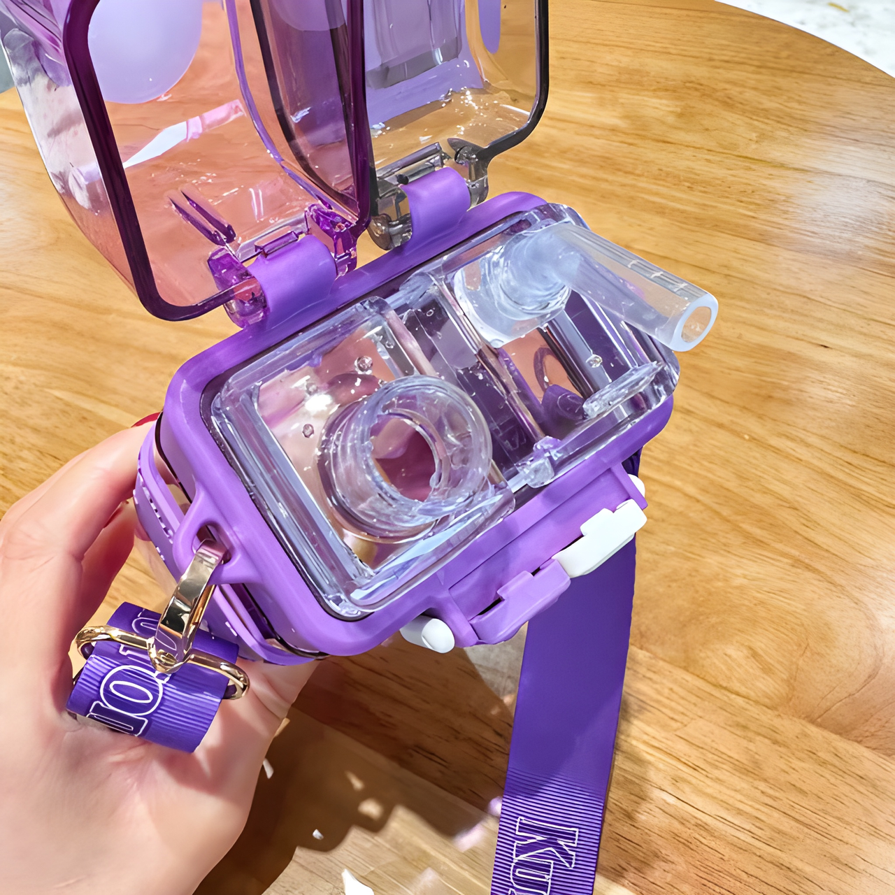 KUROMI PURPLE KIDS WATER BOTTLE WITH STRAP