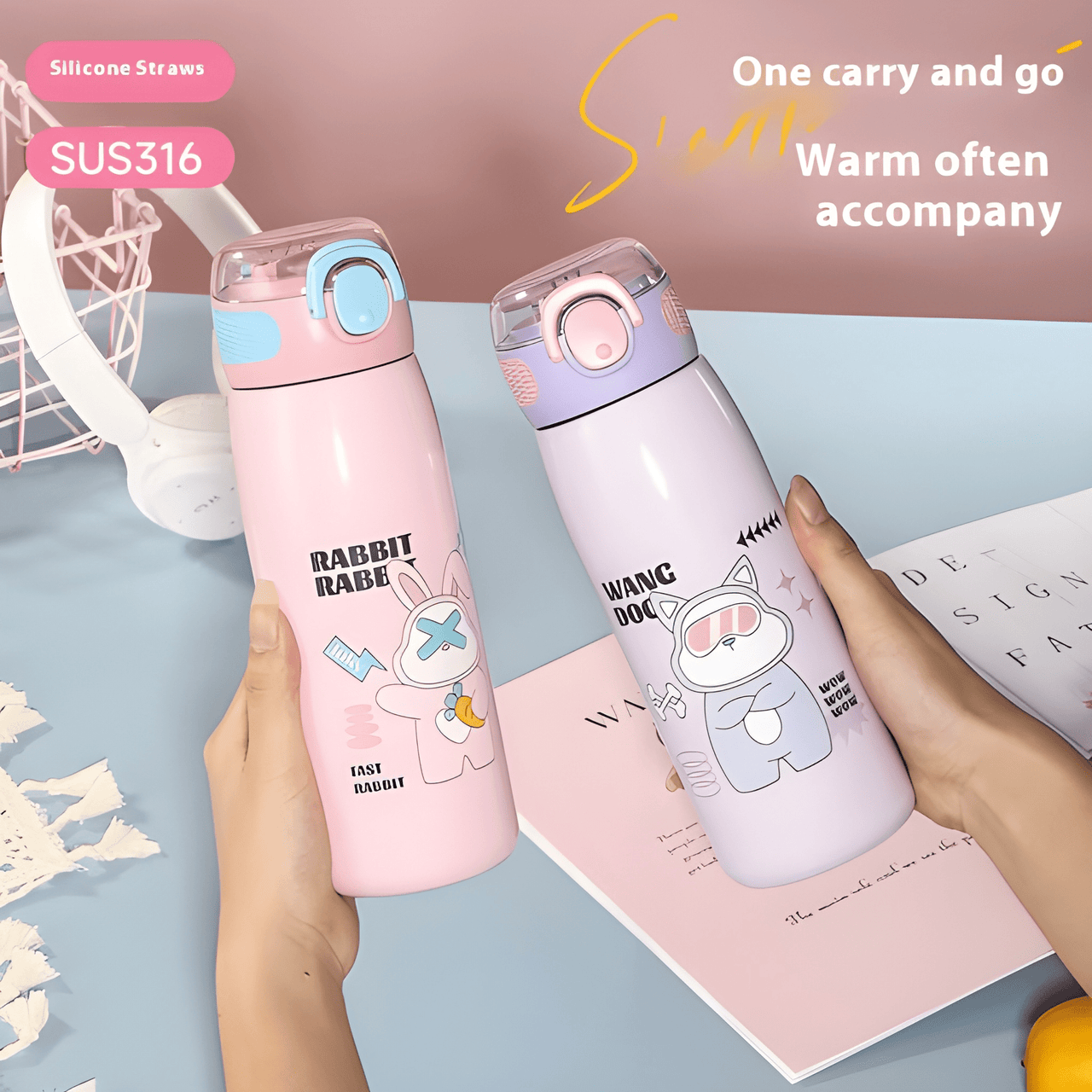 CUTE SMILE INSULATED WATER BOTTLE ( PACK OF 1 )