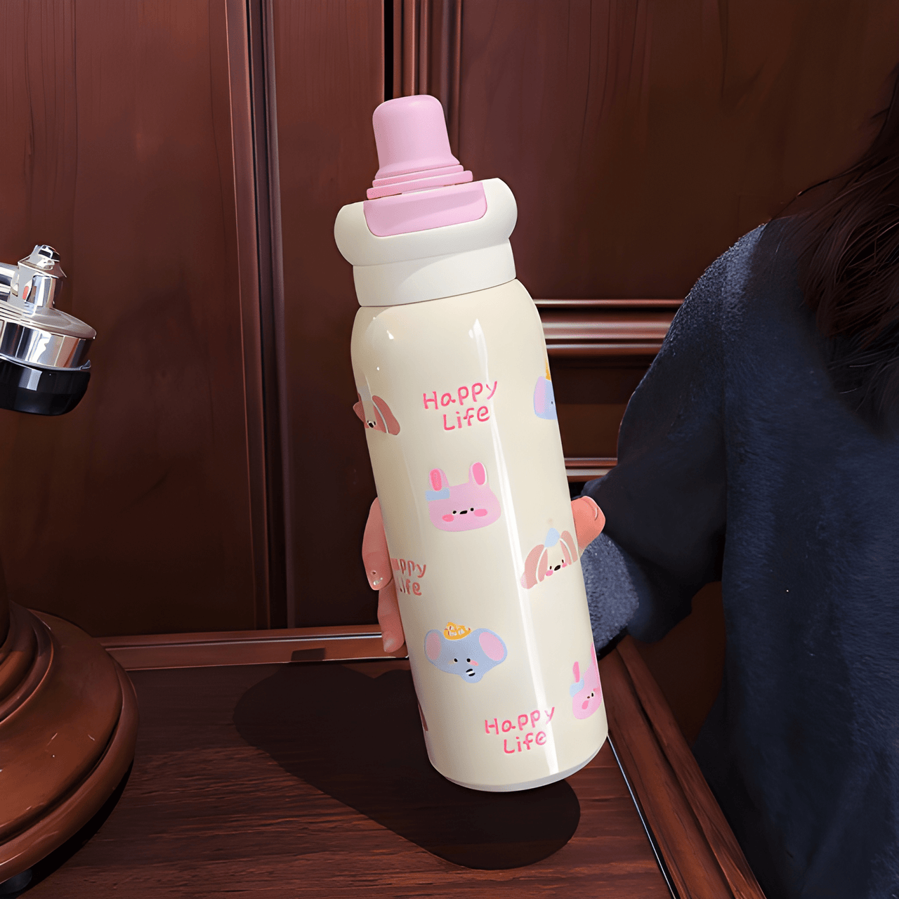 CUTE CARTOON INSULATED WATER BOTTLE FOR KIDS AND ADULTS ( PACK OF 1 )