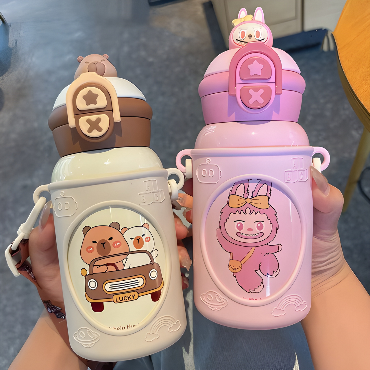 CARTOON-THEMED THERMOS WATER BOTTLE FOR KIDS ( PACK OF 1 )