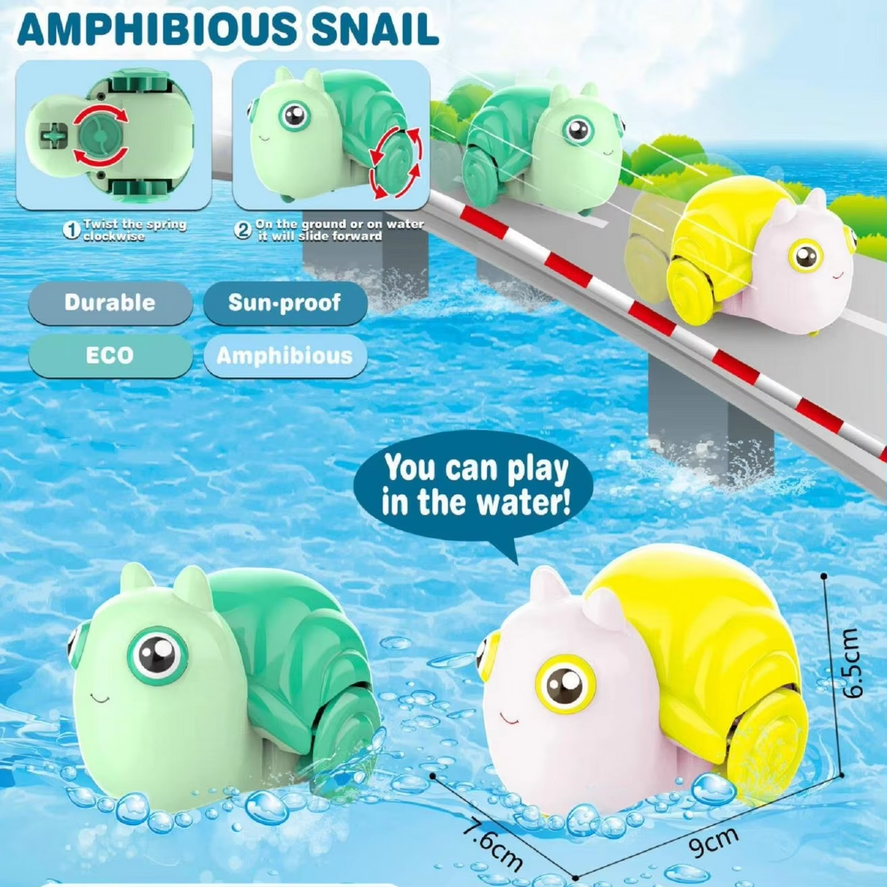 SWIMMING SNAIL PULL BACK WATER TOY