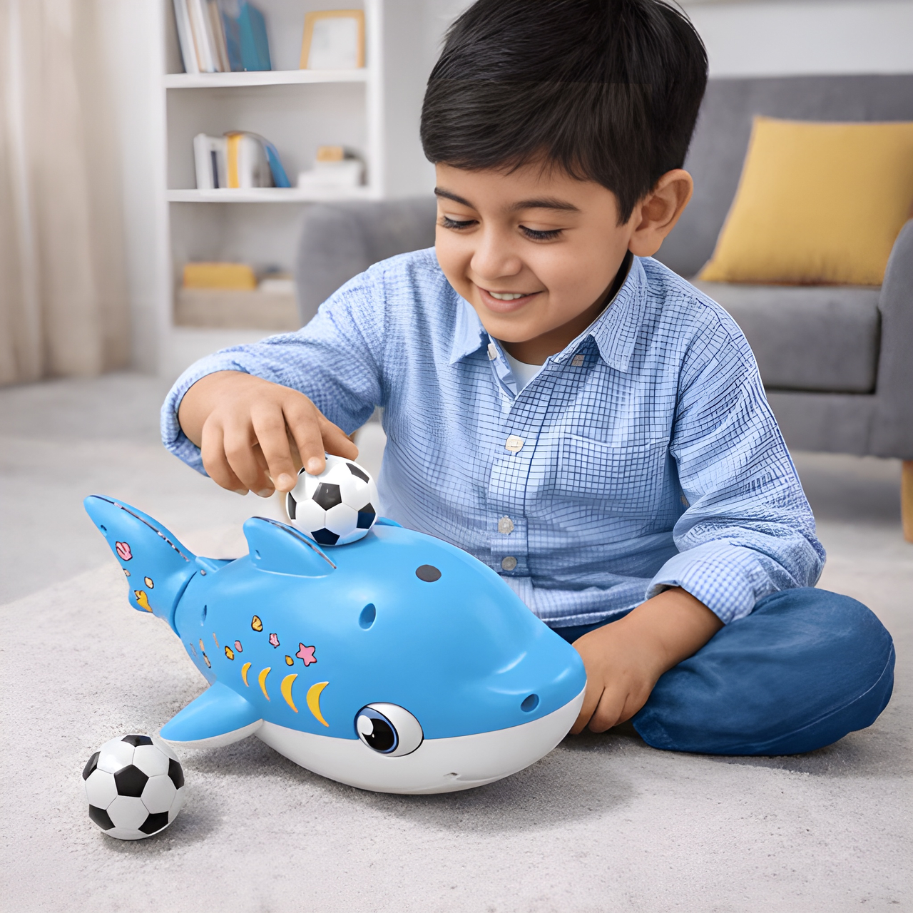 FUN MOVING & BLOWING BALL MUSICAL SHARK