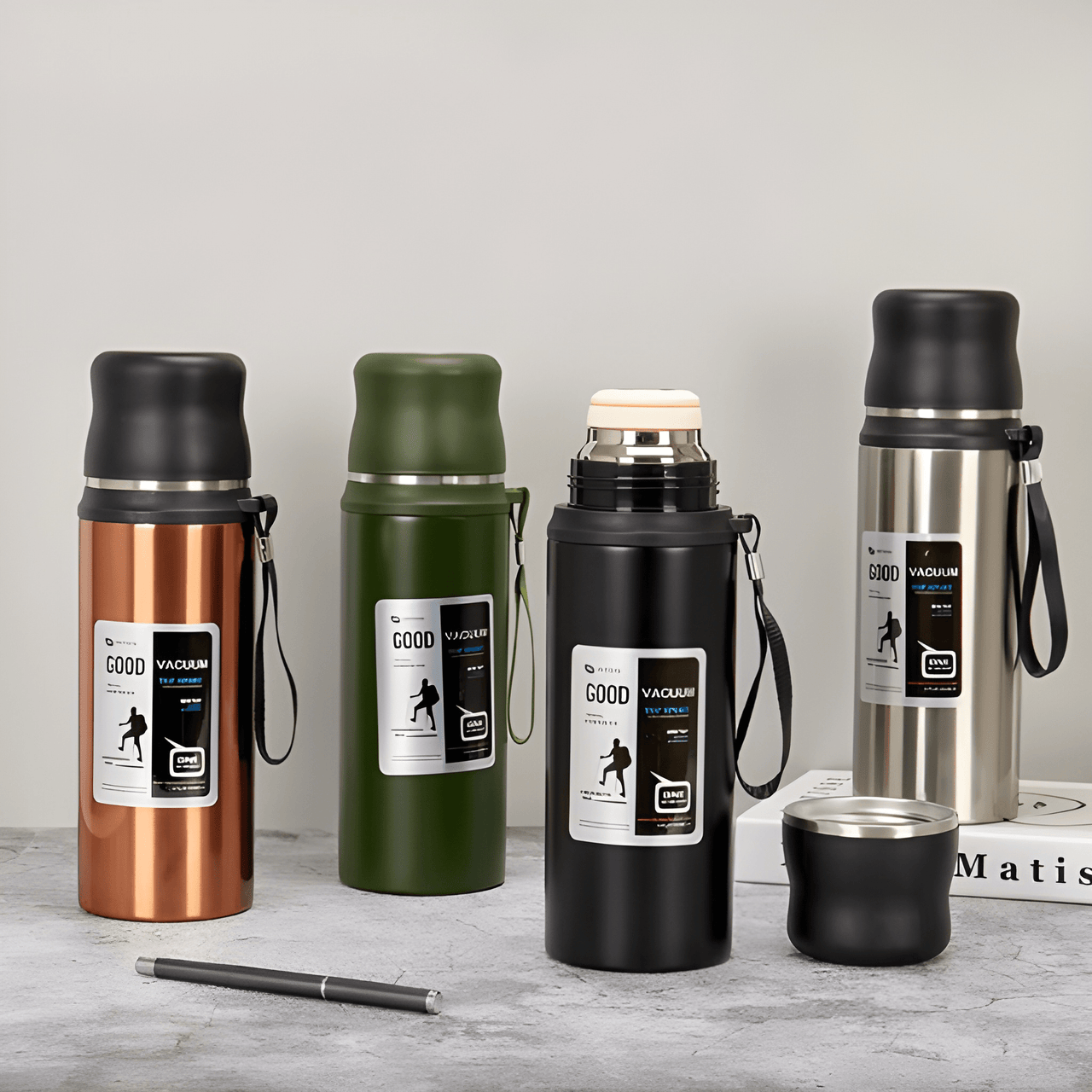 STAINLESS STEEL INSULATED FLASK WATER BOTTEL WITH LID ( PACK OF 1 )
