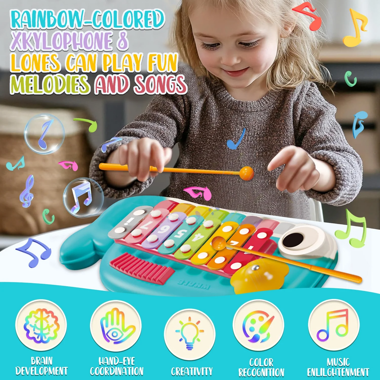 2 IN 1 BABY WHALE PIANO & XYLOPHONE