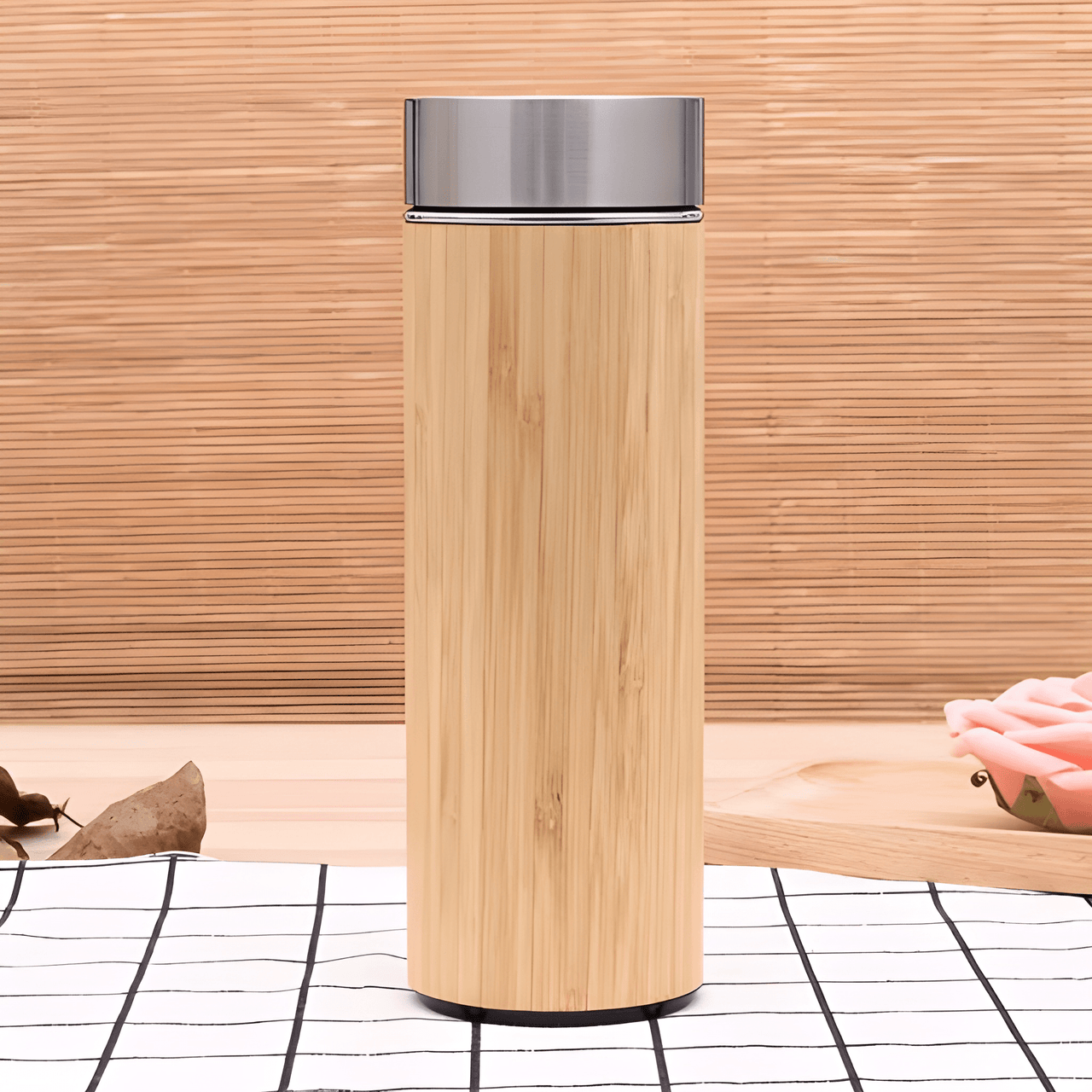 ECO BAMBOO STYLE STAINLESS STEEL WATER BOTTLE