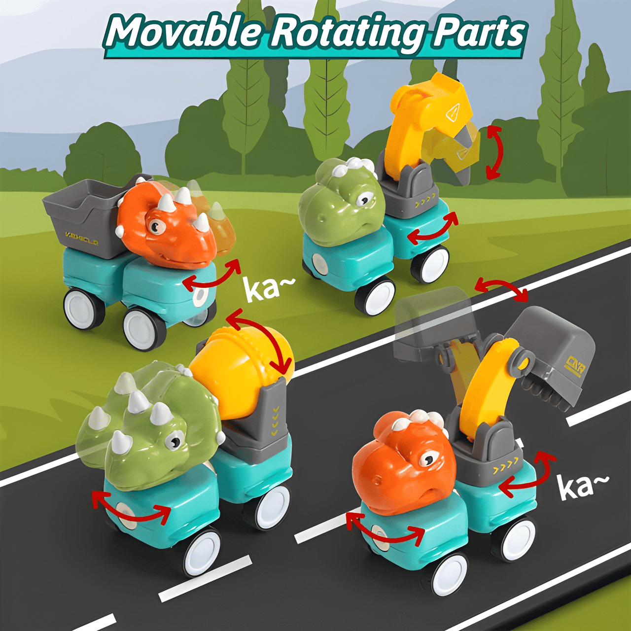 DIY MAGNETIC RODS DINOSAUR CONSTRUCTION TRUCK TOY - 58PCS