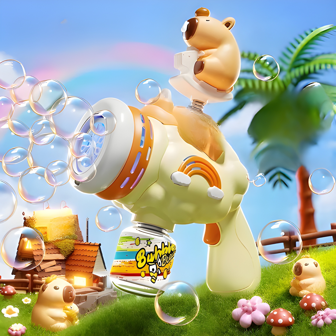 ELECTRIC BEAR BUBBLE GUN WITH LED ATMOSPHERE LIGHT