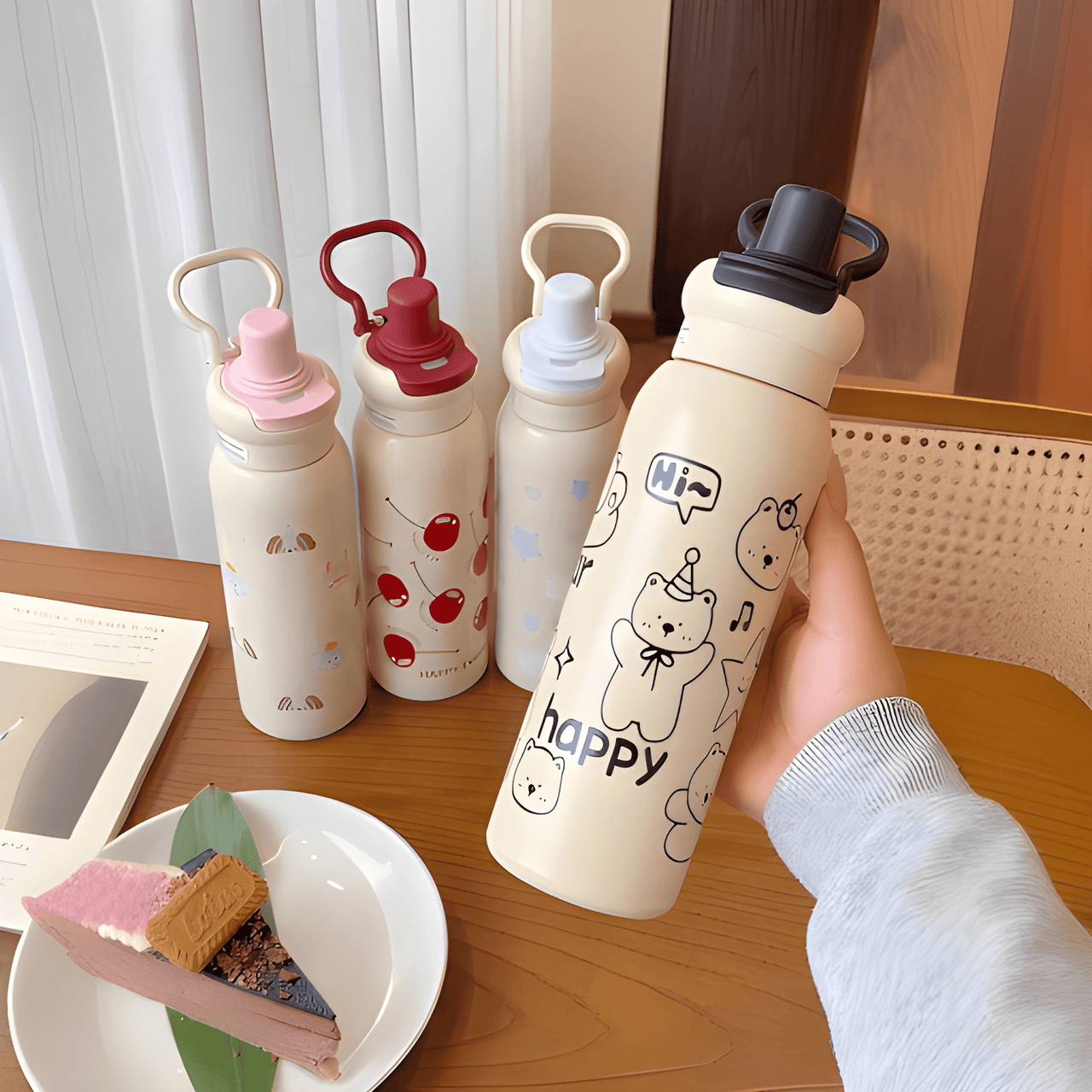 CUTE CARTOON INSULATED WATER BOTTLE FOR KIDS AND ADULTS ( PACK OF 1 )