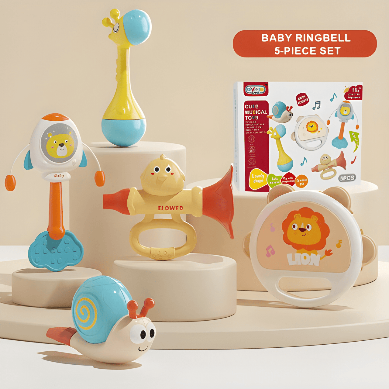 NEW BORN BABY RATTLE SET - 5 PCS