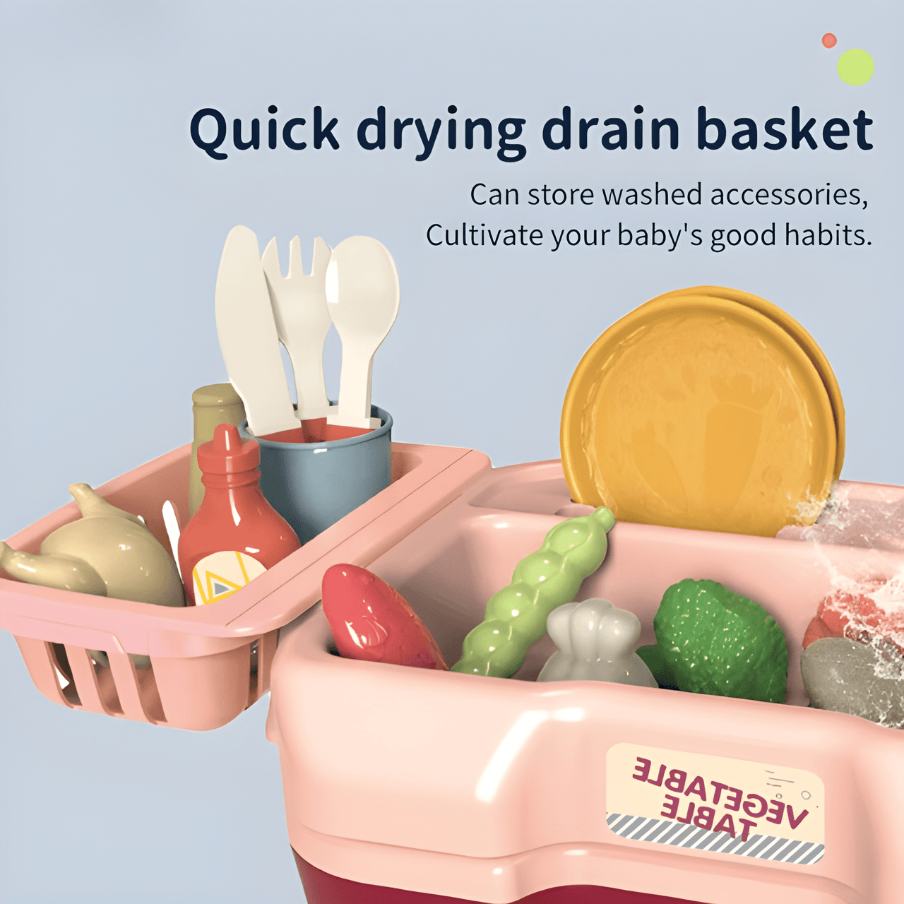 KIDS VEGETABLE WASHING TABLE WITH WATER FLOW SINK