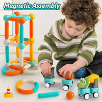 Thumbnail for DIY MAGNETIC RODS DINOSAUR CONSTRUCTION TRUCK TOY - 58PCS