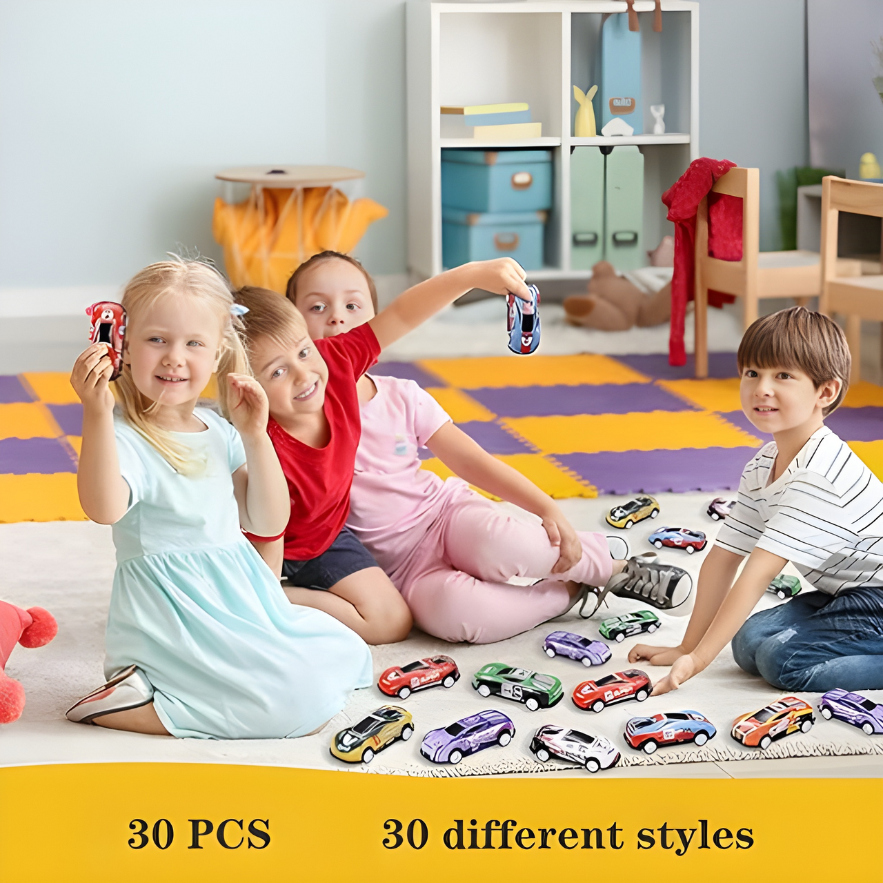 12-PIECE PULL-BACK CAR SET - ASSORTED VEHICLES WITH STORAGE CASE