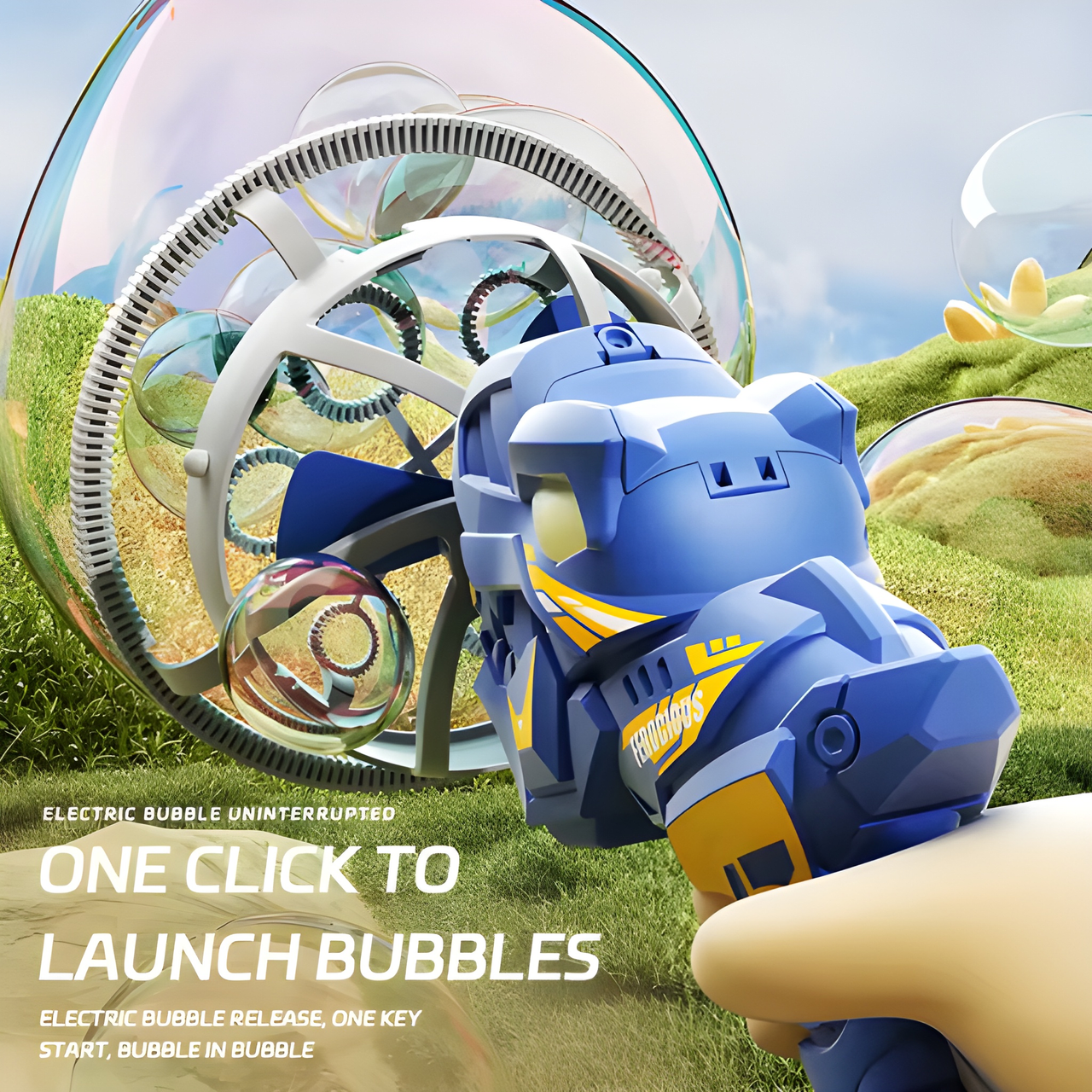 2 IN 1 DINOSAUR LARGE BUBBLES GUN FOR KIDS